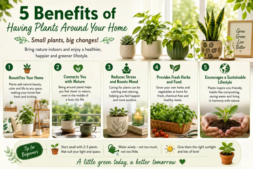 5 benefits of having plants around your home