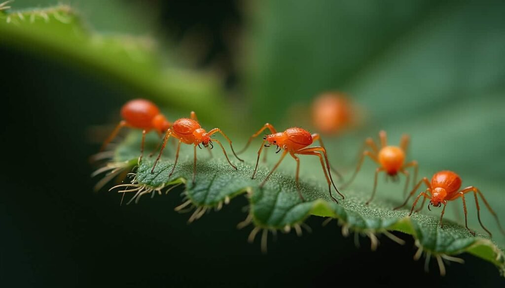 Spider Mites: Tiny webbing on the undersides of leaves and leaf joints.